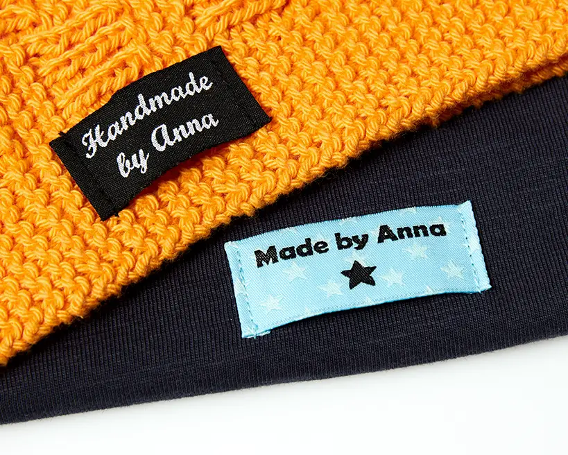 Personalizzato end fold tessuto etichette