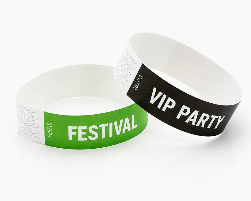 Braccialetti in carta con stampa bianca