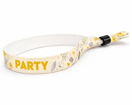 Braccialetti in tessuto per eventi gialli con fiori