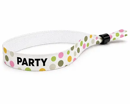 Braccialetti in tessuto per eventi a pois multicolore