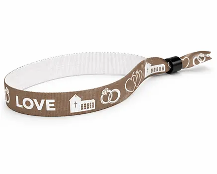 Braccialetti in tessuto per eventi color bronzo a tema matrimonio