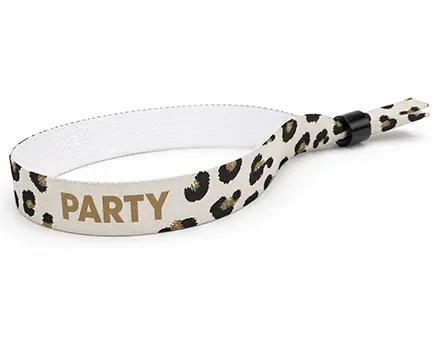 Braccialetti in tessuto per eventi con fantasia leopardata in tonalità marroni