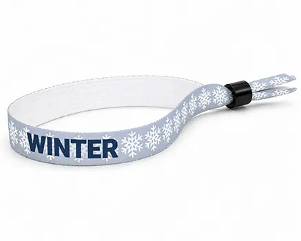 Braccialetti in tessuto per eventi azzurri con fiocchi di neve