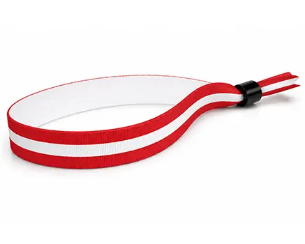 Braccialetti in tessuto per eventi con strisce rosse e bianche – Danimarca