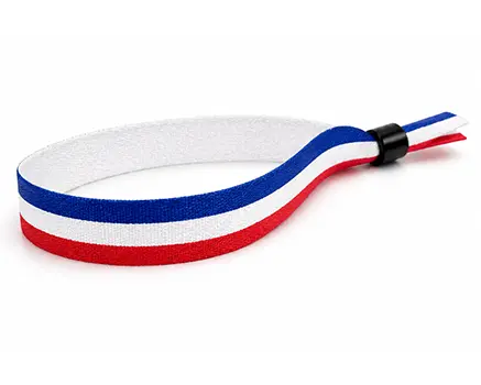 Braccialetti in tessuto per eventi con strisce blu, bianche e rosse – Francia