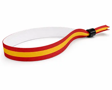 Braccialetti in tessuto per eventi con strisce rosse e gialle – Spagna
